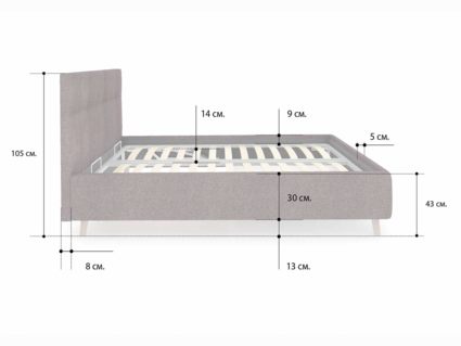 Кровать Сонум Bella Кашемир Синий (с подъемным механизмом) 80х190
