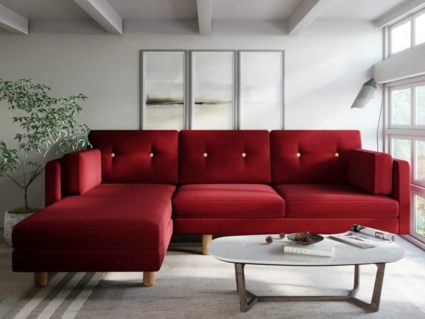 Диван Арско Ингвар угловой трехместный красный