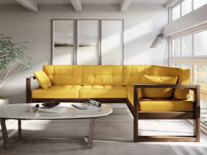 Диван Арско Астер угловой трехместный желтый Длина 220 см