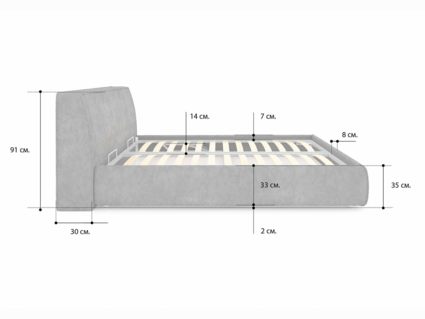 Кровать Сонум Altea Кашемир Синий (с подъемным механизмом) 90х200